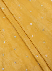 Viscose Tissue Golden Yellow Color Floral Print With Butti Embroidery Fabric.