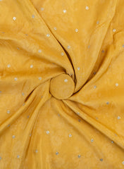 Viscose Tissue Golden Yellow Color Floral Print With Butti Embroidery Fabric.