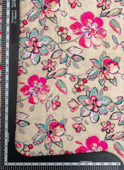 Premium Santoon Cream Color Floral Pattern Screen Print Fabric.