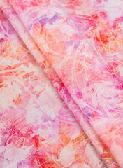 Pure Chanderi Shades Of Pink Color Abstract Pattern Digital Print Fabric.