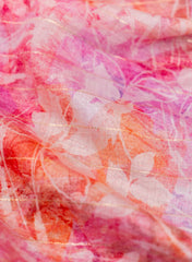 Pure Chanderi Shades Of Pink Color Abstract Pattern Digital Print Fabric.