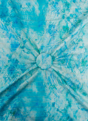 Pure Chanderi Shades Of Blue Color Abstract Pattern Digital Print Fabric.