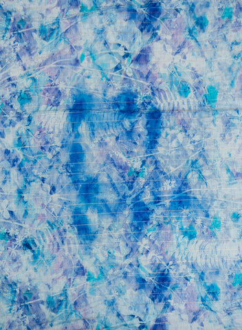 (Pre Cut-3 Meter) Pure Chanderi Shades Of Dark Blue Color Abstract Pattern Digital Print Fabric.