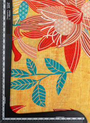 Linen Golden Yellow Color Floral Digital print fabric.