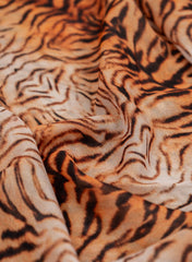 Shimmer Georgette Black and Pecan Brown Animal Digital Print Fabric