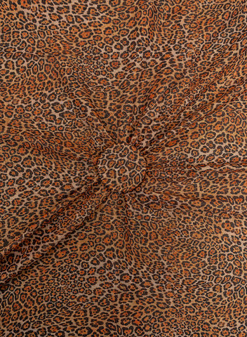 (Pre Cut-4 Meter) Shimmer Georgette Black And Pastel Peach  Animal Digital Print  Fabric.