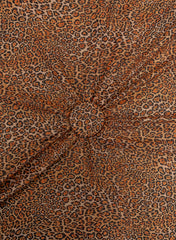 Shimmer Georgette Black And Pastel Peach  Animal Digital Print  Fabric.