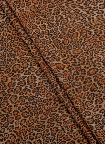 (Pre Cut-4 Meter) Shimmer Georgette Black And Pastel Peach  Animal Digital Print  Fabric.