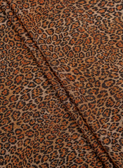 Shimmer Georgette Black And Pastel Peach  Animal Digital Print  Fabric.