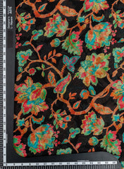 Pure Georgette Black Color Floral Digital Print Fabric.