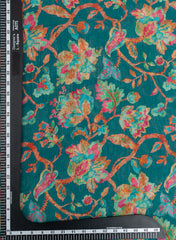 Pure Georgette Sea Green Color Floral Digital Print Fabric.