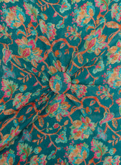 Pure Georgette Sea Green Color Floral Digital Print Fabric.