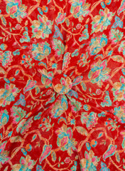 Pure Georgette Red Color Floral Digital Print Fabric.