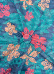 Chanderi Kotta Silk Royal Blue Color Floral Digital Print With Sequins Embroidery Fabric.