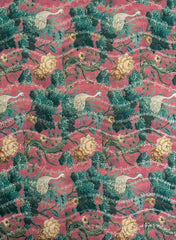 (Art Linen) Linen Wild Orchid Color Digital Print With Sequins And Zari embroidery fabric.