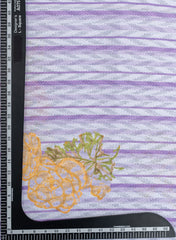 Cotton Brasso Violet Color Strips With Floral Digital Print Fabric.