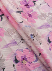 Pure Muslin Light Purple Color Floral Pattern Digital Print  Fabric