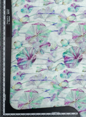 Pure Muslin Violet Color Floral Pattern Digital Print  Fabric