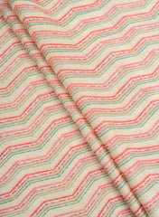 Satin Light Lime Green Color Zig Zag Pattern Digital Print Fabric.