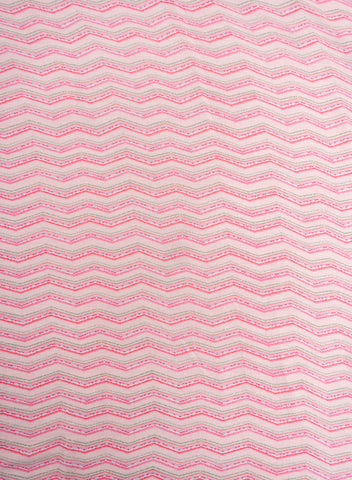 (Pre Cut -2 Meter)Satin Rose Pink Color Zig Zag Pattern Digital Print Fabric.