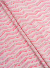 Satin Rose Pink Color Zig Zag Pattern Digital Print Fabric.