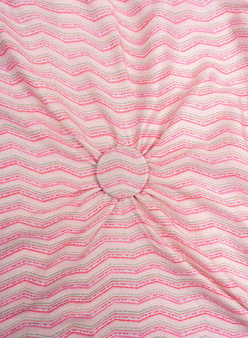 (Pre Cut -2 Meter)Satin Rose Pink Color Zig Zag Pattern Digital Print Fabric.