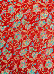 Pure Georgette Red Color Floral Digital Print Fabric.