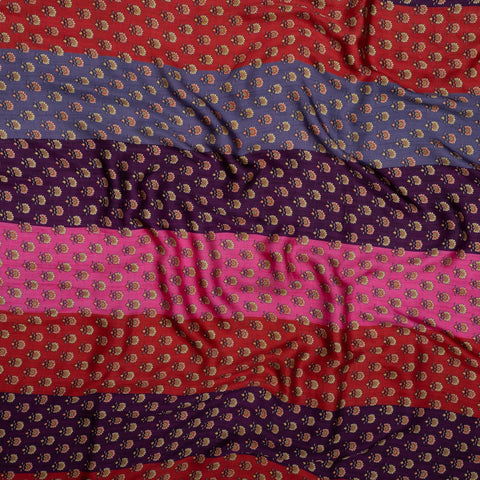 (Pre Cut -3Meter) Multi Color Floral Butti Digital Print Pure Modal Satin Fabric