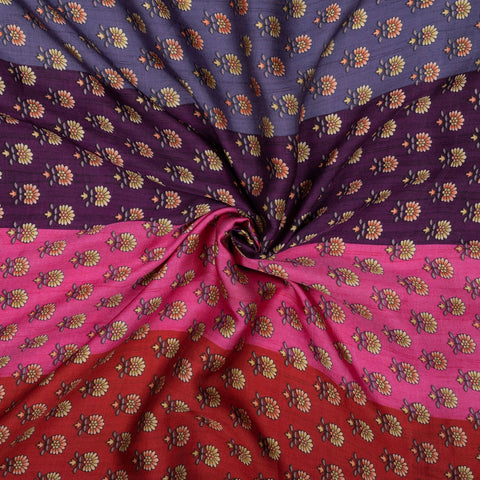 (Pre Cut -3Meter) Multi Color Floral Butti Digital Print Pure Modal Satin Fabric