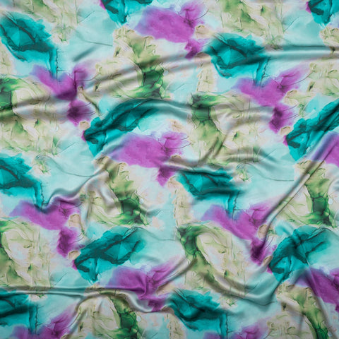 (Pre Cut -2.5 Meter) Multi Colour Abstract Pattern Digital Print  Satin Georgette Fabric