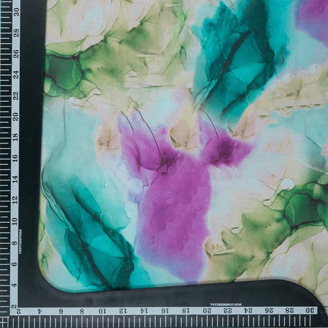 (Pre Cut -2.5 Meter) Multi Colour Abstract Pattern Digital Print  Satin Georgette Fabric