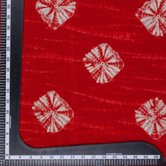 Red Batik Tie Dye Screen Print Modal Chanderi Fabric With Foil