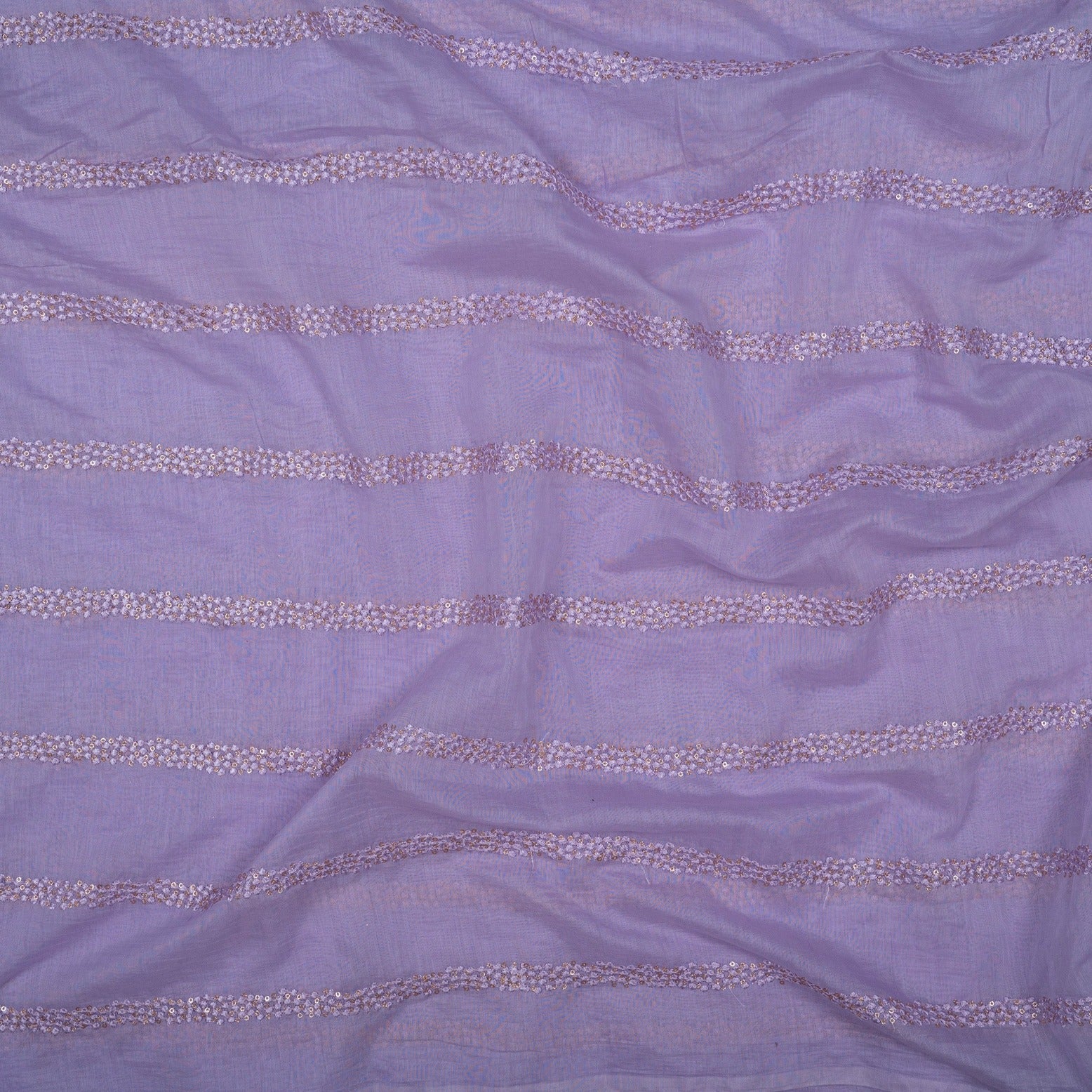 (Pre Cut2.75 Meter ) Violet Zari Sequence Embroidery Chanderi Fabric ...