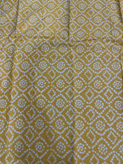 (Pre Cut 2.5 Meter)Amber Yellow And White Bandani  Print Pure Cotton Cambric Fabric