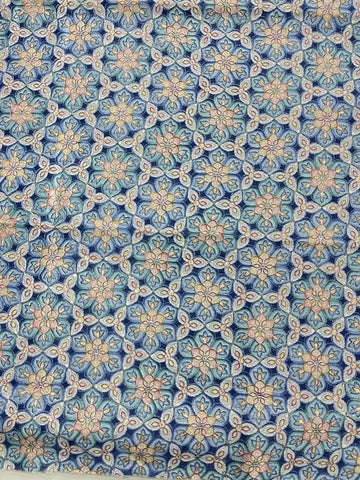 (Pre Cut 2.5 Meter)Blue  Art Raw Silk Fabric