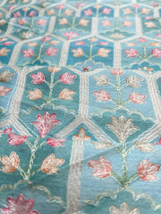 (Pre Cut 2.5 Meter)Sky Blue Magic Art Raw Silk