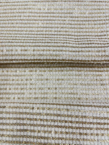 (Pre Cut 2.5Meter) Embroidery With Gold Sequins Pure Georgette Fabric
