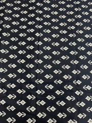 (Pre Cut 2.5Meter) Black  Table Print Pure Cotton Cambric Fabric