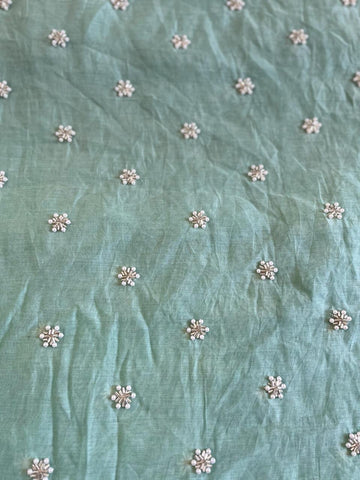 (Pre Cut-1 Meter) Pure Chanderi Butti Embroidery Fabric