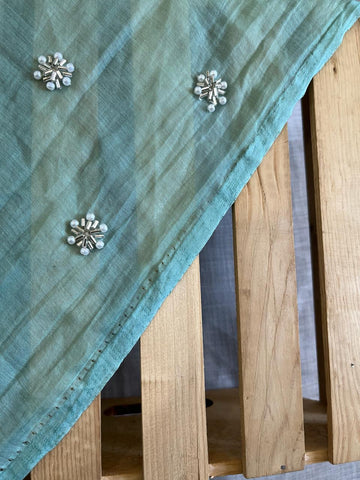 (Pre Cut-1 Meter) Pure Chanderi Butti Embroidery Fabric