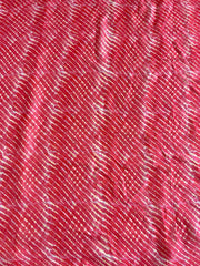 (Pre Cut-2.5Meter) Pure Organza Red Color Lehariya Pattern Fabric