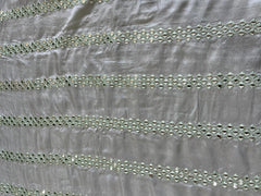 (Pre Cut 2.5Meter) Pista Embriodery With Silver Sequins Pure Dola Silk Fabric