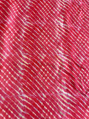 (Pre Cut-2.5Meter) Pure Organza Red Color Lehariya Pattern Fabric