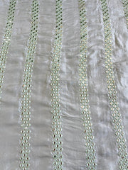 (Pre Cut 2.5Meter) Pista Embriodery With Silver Sequins Pure Dola Silk Fabric