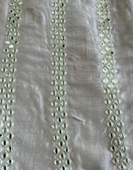 (Pre Cut 2.5Meter) Pista Embriodery With Silver Sequins Pure Dola Silk Fabric