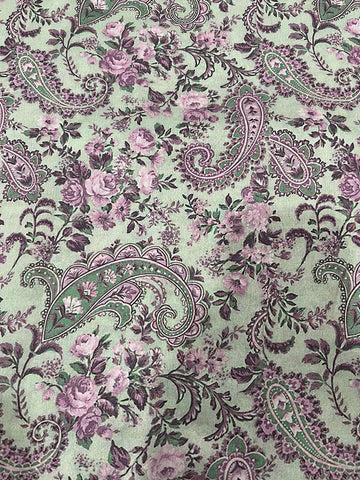 (Pre Cut -2 Meter) Shades Of Grey Floral Paisley Pattern Digital Print Satin Georgette Fabric