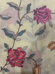 Pure Organza  Floral Thread Work With Sequence Embroidered Fabric