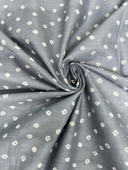 Pure Cotton Cambric Grey Color Bandhani Pattern Block Print Fabric