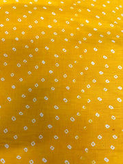 Pure Cotton Cambric Amber Yellow Color Bandhani Pattern Block Print Fabric