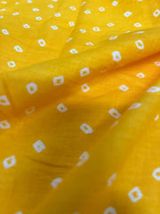 Pure Cotton Cambric Amber Yellow Color Bandhani Pattern Block Print Fabric